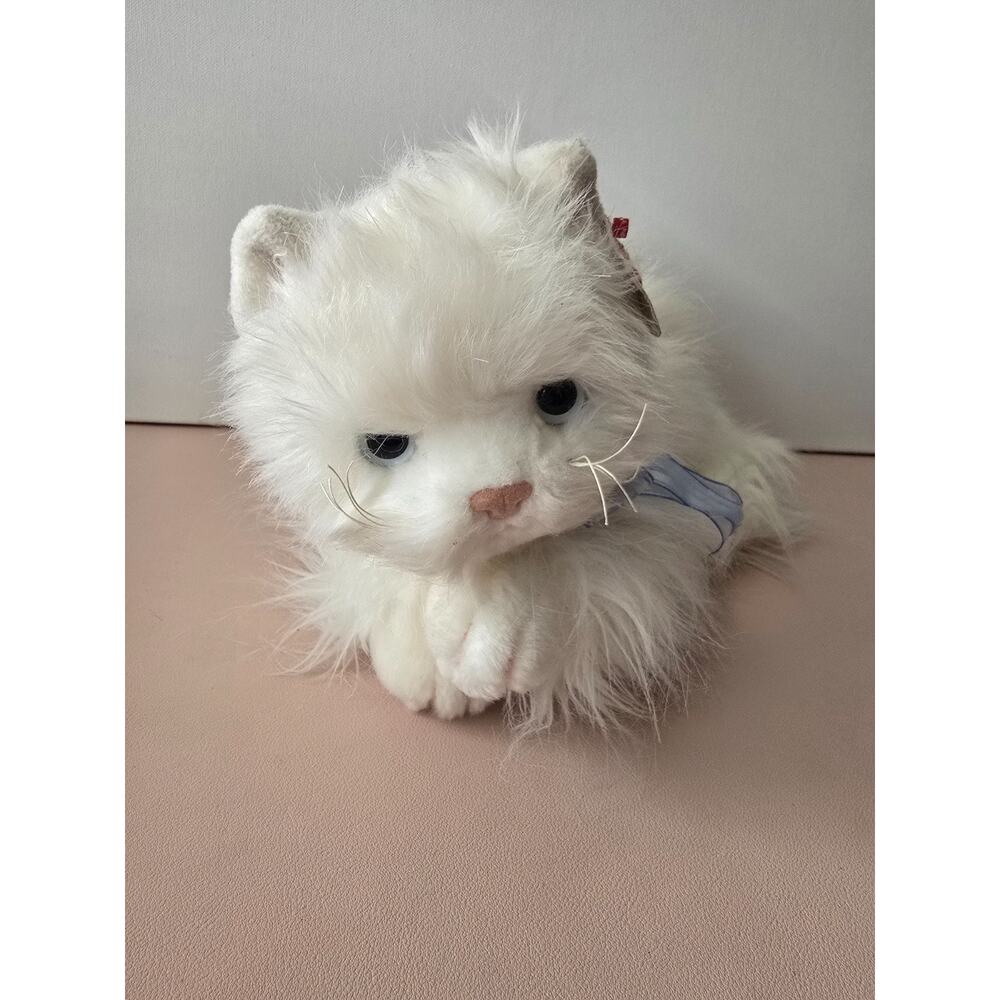 2002 TY "Sugar" 12" Plush White Persian Cat With Blue Eyes